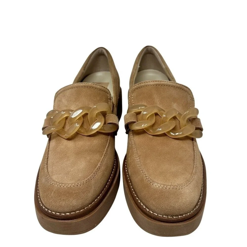 Dolce Vita Shalan Curb Link Loafer‎ - Toffee Suede - Women's size 8.5